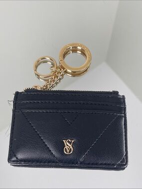 Victoria's Secret Black Card Holder w/gold Keychain